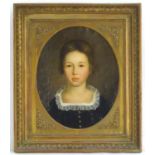 XIX, English School, Oil on board, A portrait of a young girl with brown eyes and short hair.