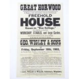 Buckinghamshire local interest : an Edwardian auction poster, ' Great Horwood, a freehold house