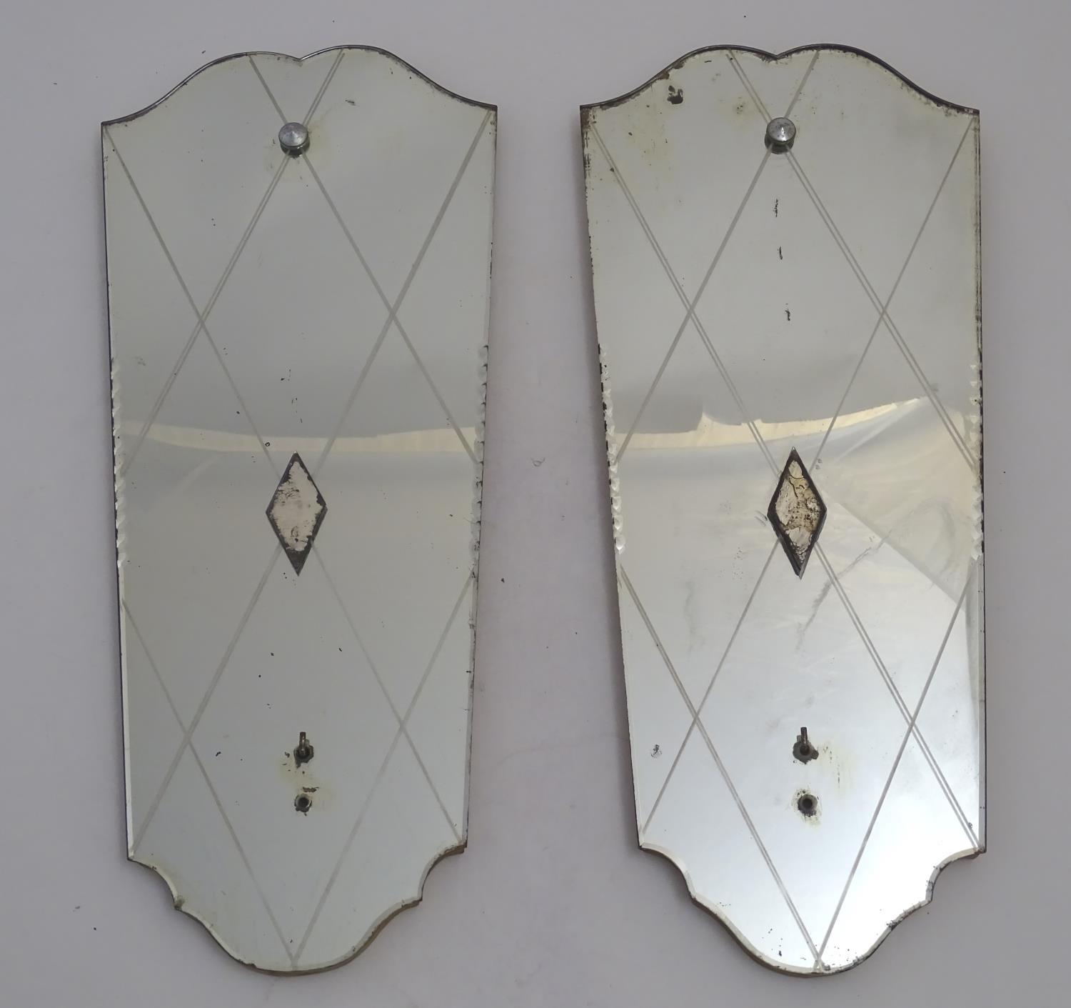 A pair of 20thC mirrored reflector sections for use with a girandole. 10 1/2" wide x 24" high. - Bild 3 aus 6