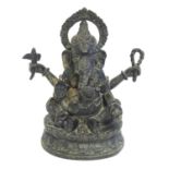 A 19thC cast bronze model of the Hindu deity Ganesh with attributes including an open palm, an
