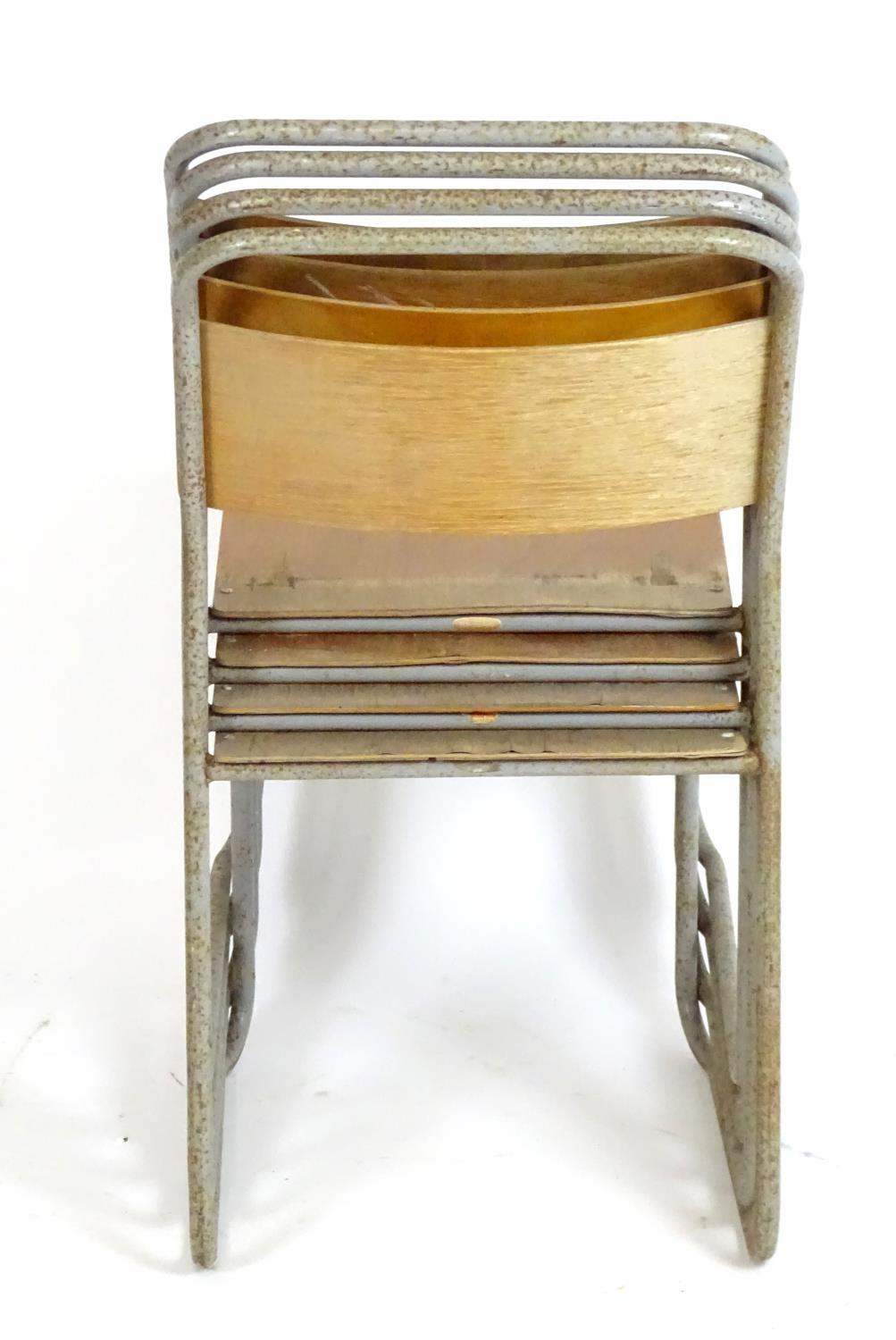 Vintage Retro, Mid Century: a set of four Remploy stacking chairs, of steel construction with - Bild 6 aus 6