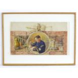 XIX, Watercolour, A portrait of a French customs / excise officer within a central decorative
