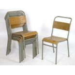 Vintage Retro, Mid Century: a set of six Remploy stacking chairs, of steel construction with plywood