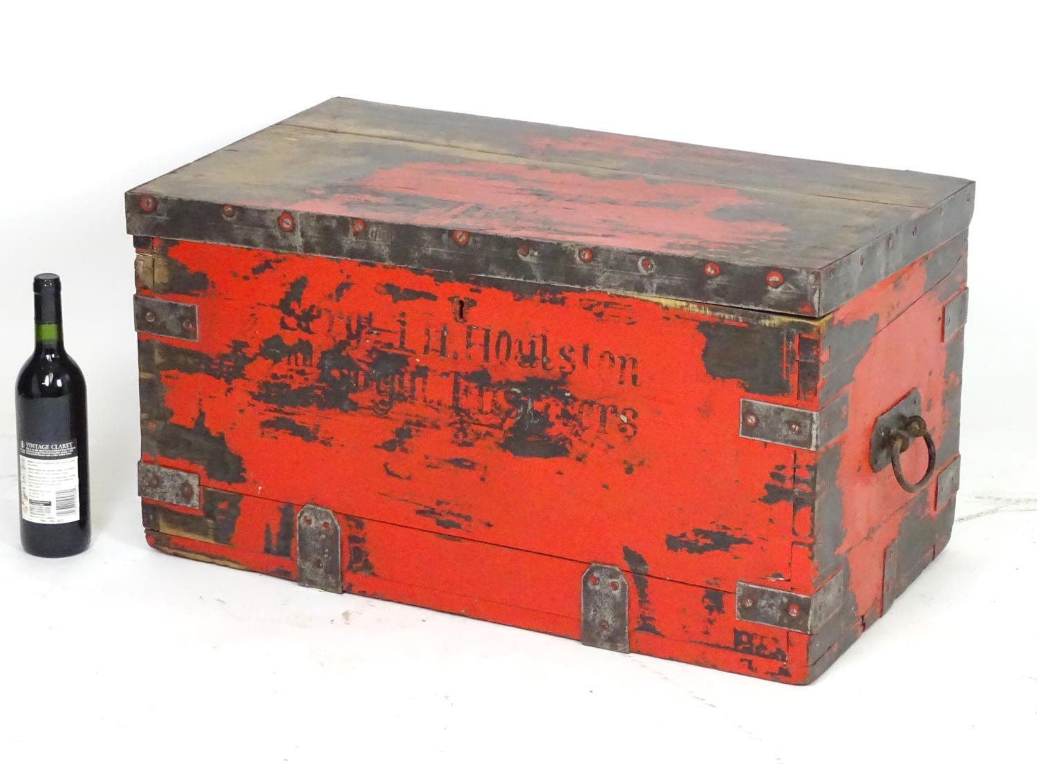 An early 20thC wooden transit / kit trunk , marked 'Sergeant L. H. Houltson , 2nd Royal - Image 6 of 8