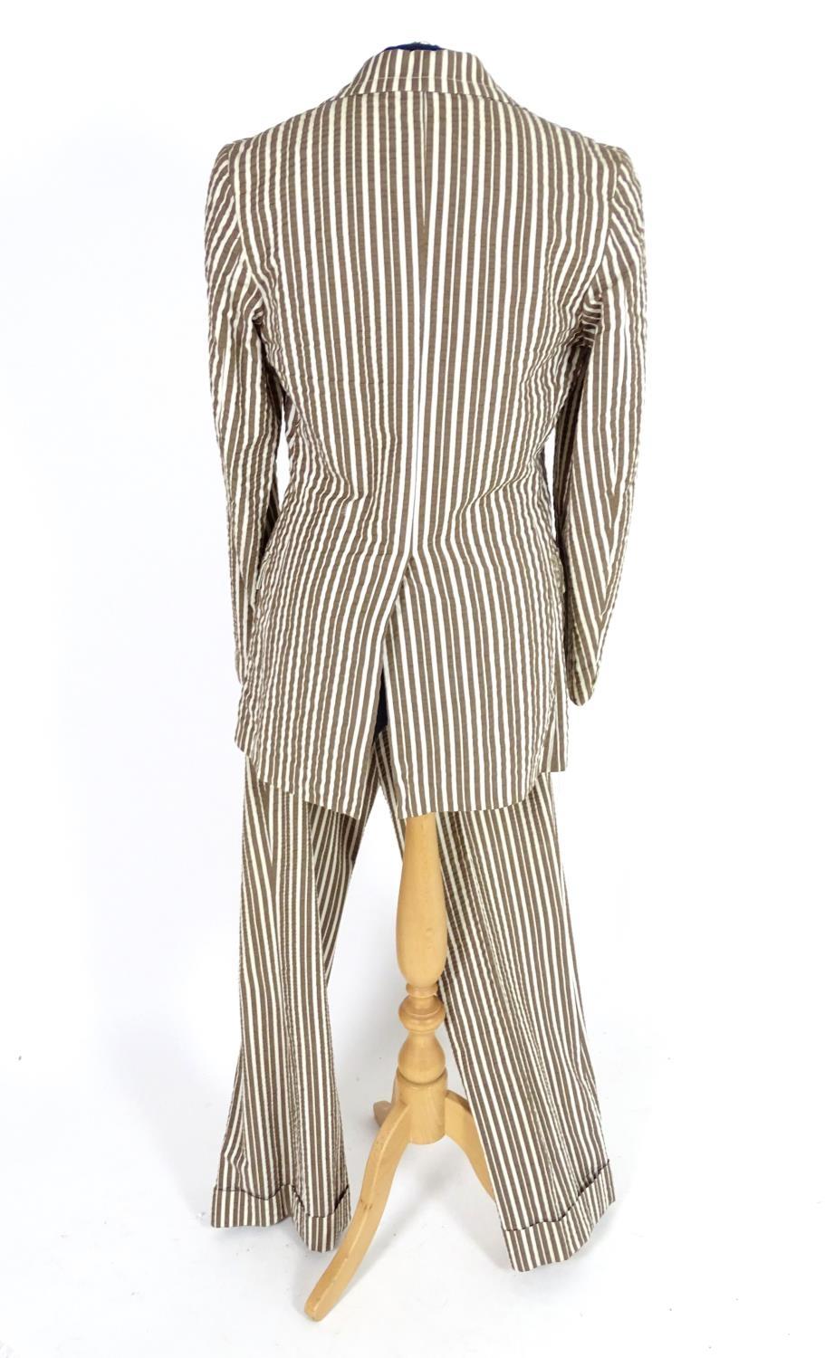 2 vintage stripy suits by Austins, a light brown and cream striped jacket and trousers along with - Image 7 of 10
