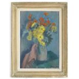 Indistinctly signed, French School, Oil on canvas, Impressionist style still life of flowers in a