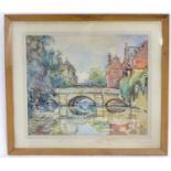 Initialled M. M., XX, English School, Watercolour, Kitchen Bridge, Cambridge, Signed lower right.