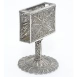 A Continental bar top match box holder with filigree decoration. Approx 3 1/4" high Please Note - we