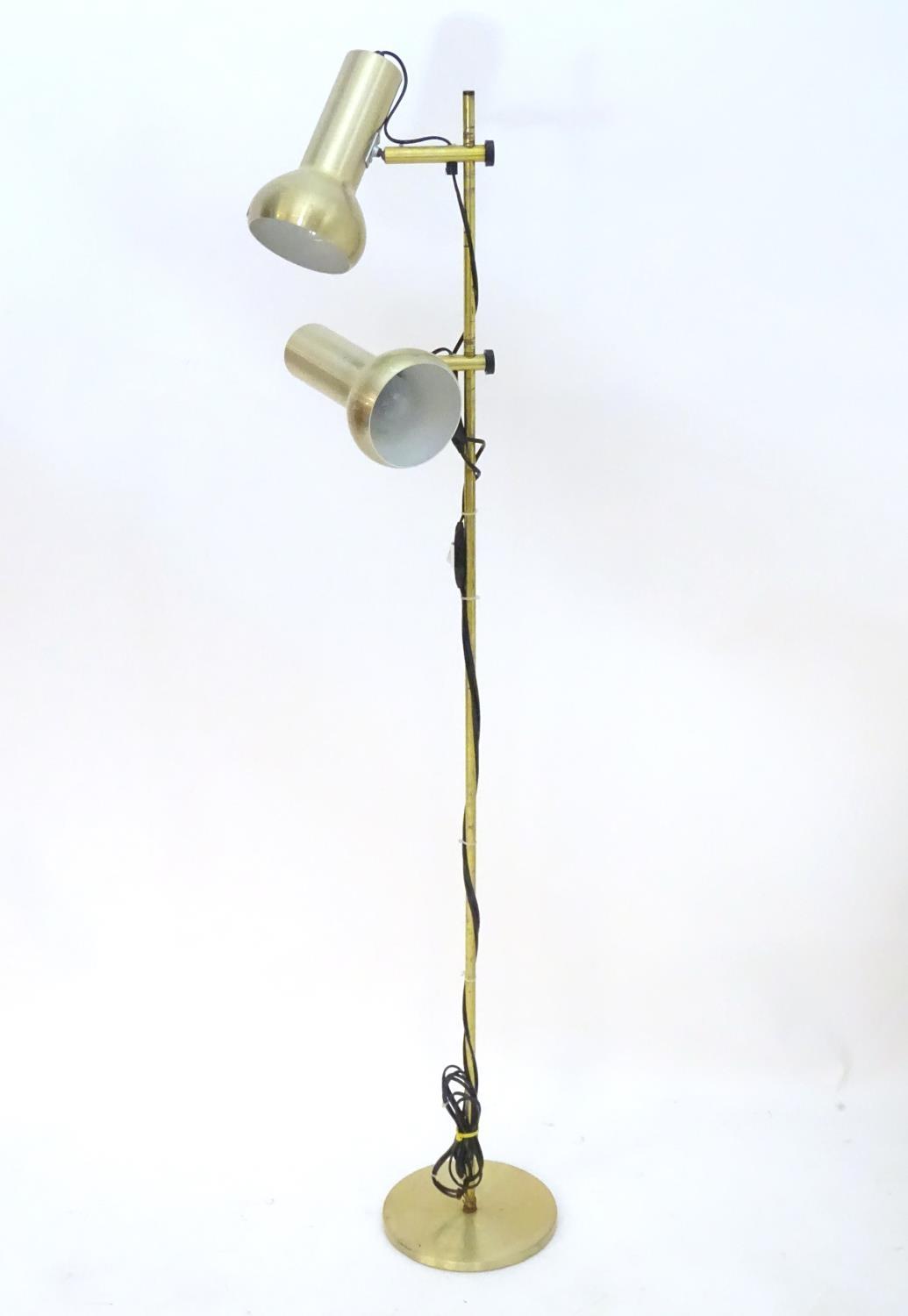 Vintage Retro, Mid-Century: a European standard lamp, with gilt finish and two uplights (