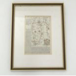 Map: An 18thC double glazed hand coloured road strip map of the City of Oxford, with the Road from
