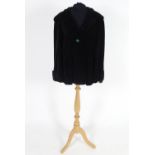 A Vintage ladies black short corduroy hooded jacket, buttoned to front. Bust size 40" approx