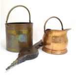 Garden & Architectural, Salvage: a late 19thC copper and brass banded coal bucket, together with a