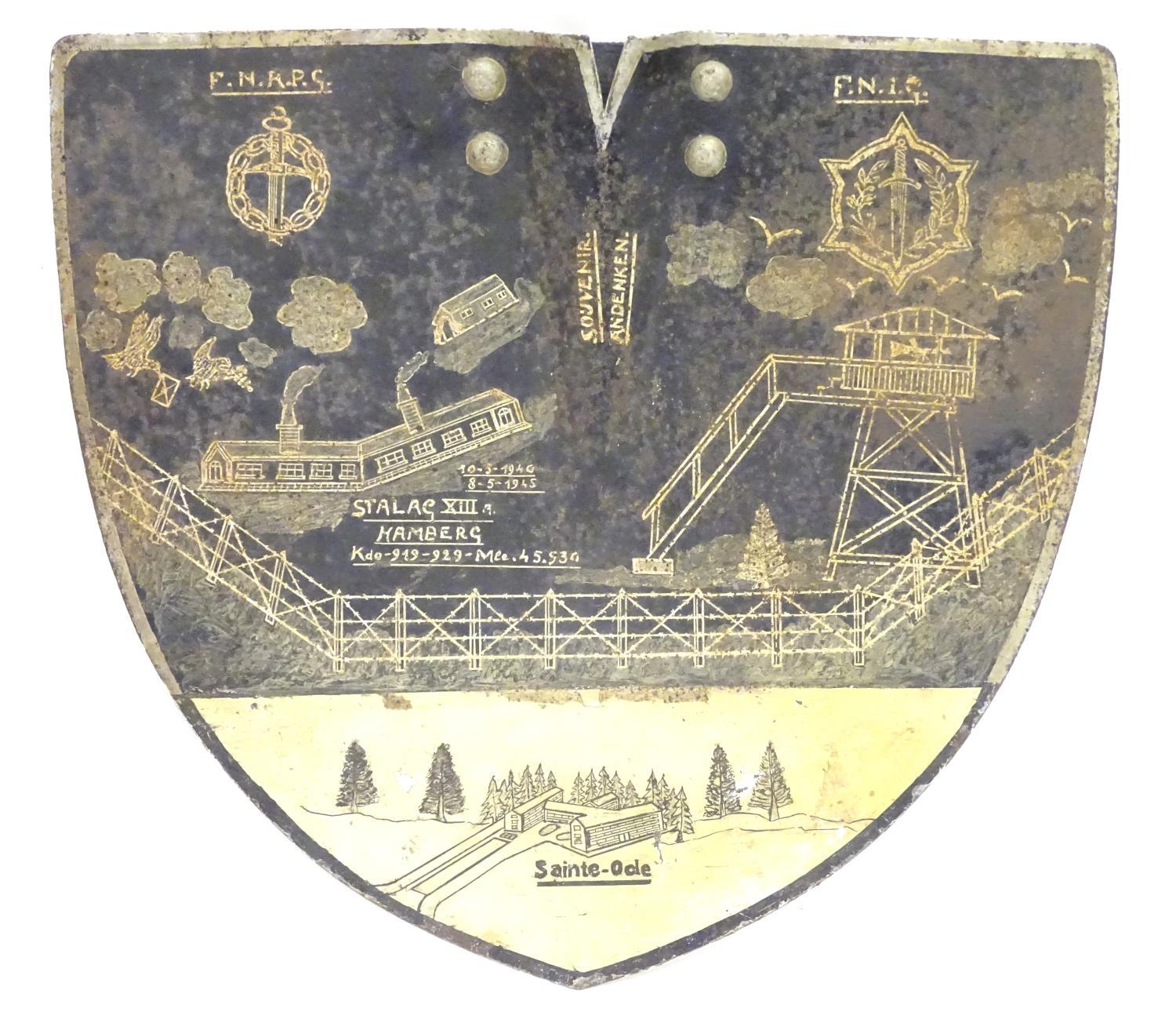 Militaria, Second World War / World War II / WW2: A decorated shovel blade, painted with the emblems