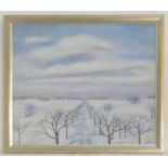 Alexandra Pregel (1907-1984), Russian School, Oil on canvas, Winter Landscape, A snow covered