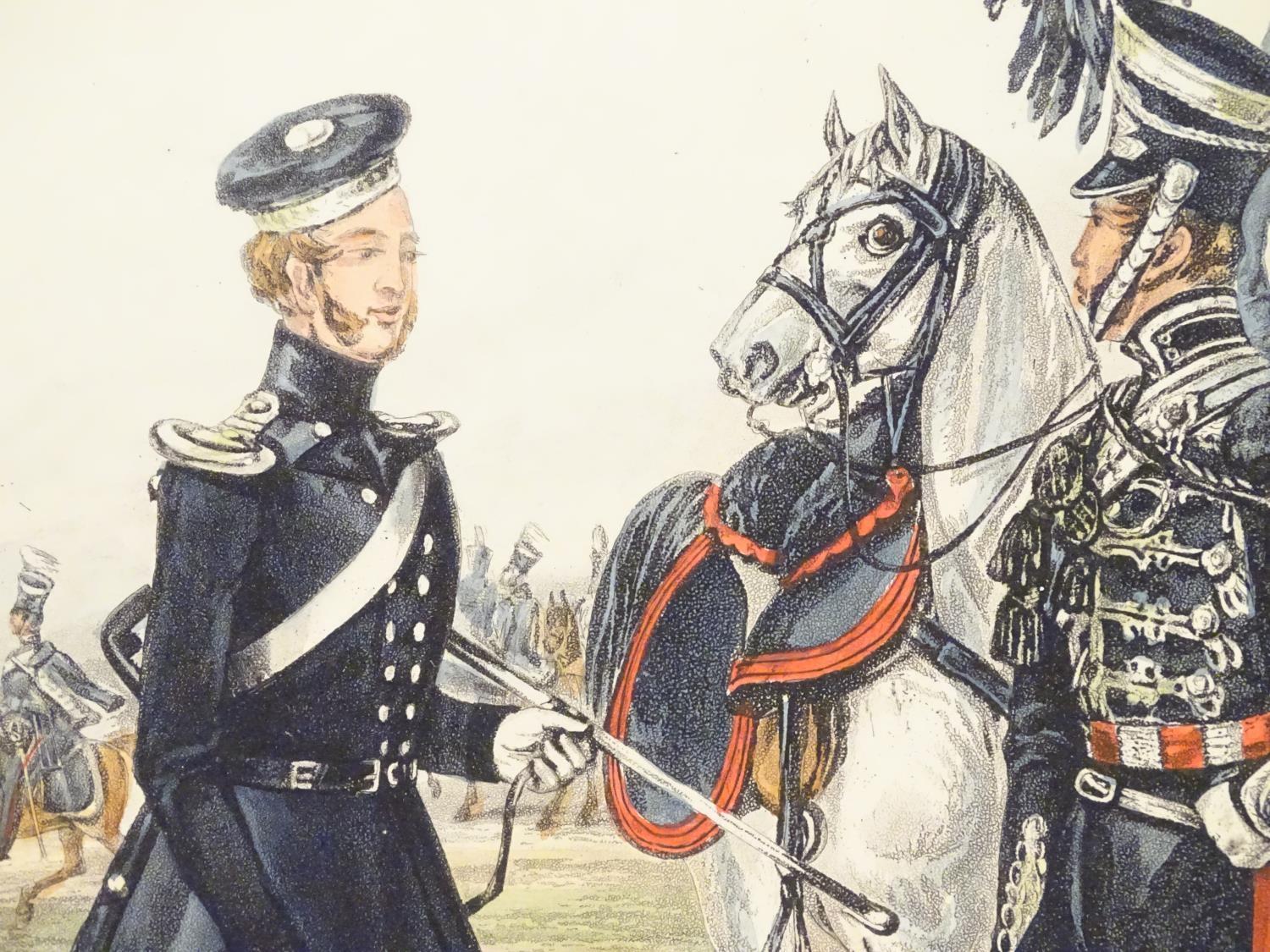 Militaria : 'Fores's Yeomanry Costumes, Plate 1.' A 20thC polychrome print depicting Officers of the - Image 9 of 12