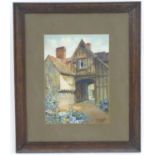 G. M. Kemp, XX, English School, Watercolour, A timber framed house with stable arch. Signed and