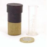 A 19thC glass chemist / medicine measure contained within a case marked Minim Measure. Glass approx.