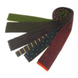 6 knitted navy, red and green ties from Dunhill of London, New & Lingwood, Jaeger and others (6)