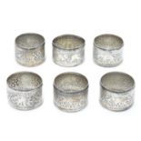A set of 6 Indian white metal napkin rings with elephant decoration. Please Note - we do not make