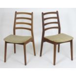 Vintage Retro, Mid Century: a pair of Danish dining chairs, the teak frames fitted with