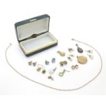 A small box of yellow and white metal jewellery including gold and silver. Please Note - we do not