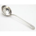 A Geo III Old English pattern silver sauce ladle. Hallmarked London 1790 maker Richard Crossley.