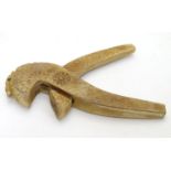 Kitchenalia : Vintage Scandinavian carved nut crackers with chip carved decoration 8" long Please