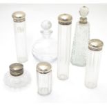 Assorted glass dressing table bottles/ vanity jars, scent bottles etc to include 4 jars with