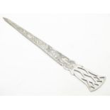A Continental silver letter opener. Probably Egyptian. Approx 6 1/2" long Please Note - we do not