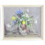 P. St John Langton, XX, Mixed media on paper, A still life of flowers in a jug. Signed and dated