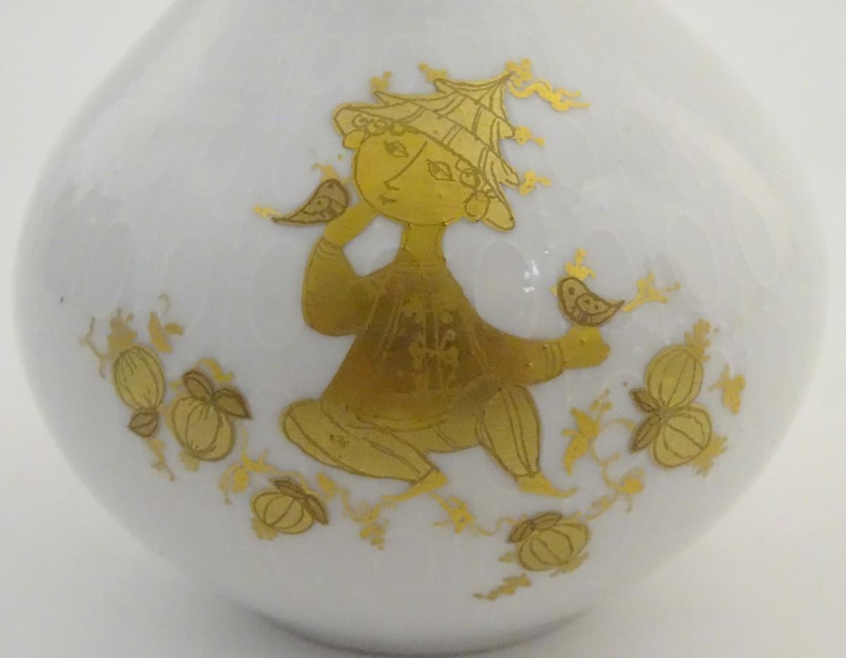 A Rosenthal studio line stem vase with gilt decoration 'Romanze', depicting a seated figure with - Image 5 of 8