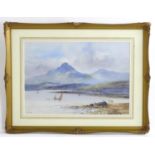 William Henry Earp (1831-1914), Watercolour, Loch Awe, A mountainous Scottish landscape with a