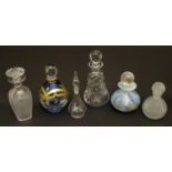 6 assorted glass / scent bottles The tallest 6" high overall. Please Note - we do not make reference