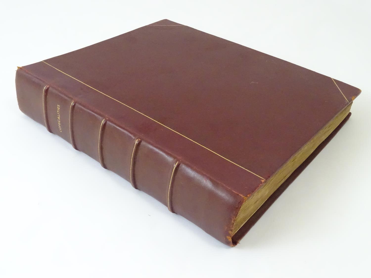 A 19thC scrap book, bound in red leather, the spine with gold tooled lettering 'Comicalities', the - Image 3 of 11