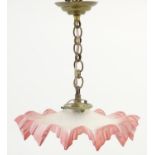 An early 20thC pendant light with filled glass shade. Approx 10 1/2" diameter Please Note - we do