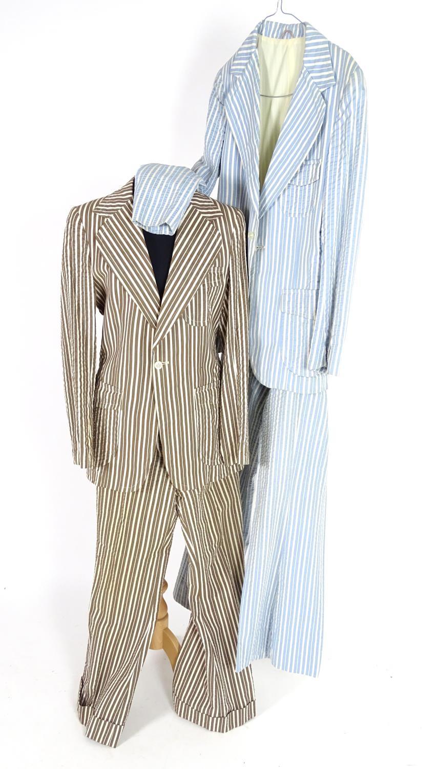 2 vintage stripy suits by Austins, a light brown and cream striped jacket and trousers along with - Image 5 of 10