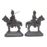 Two cast iron doorstops formed as military figures o horseback. Approx 10" high Please Note - we