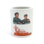A Chinese Republic brush pot depicting Mao Zedong and Lin Biao and a mountainous scene with