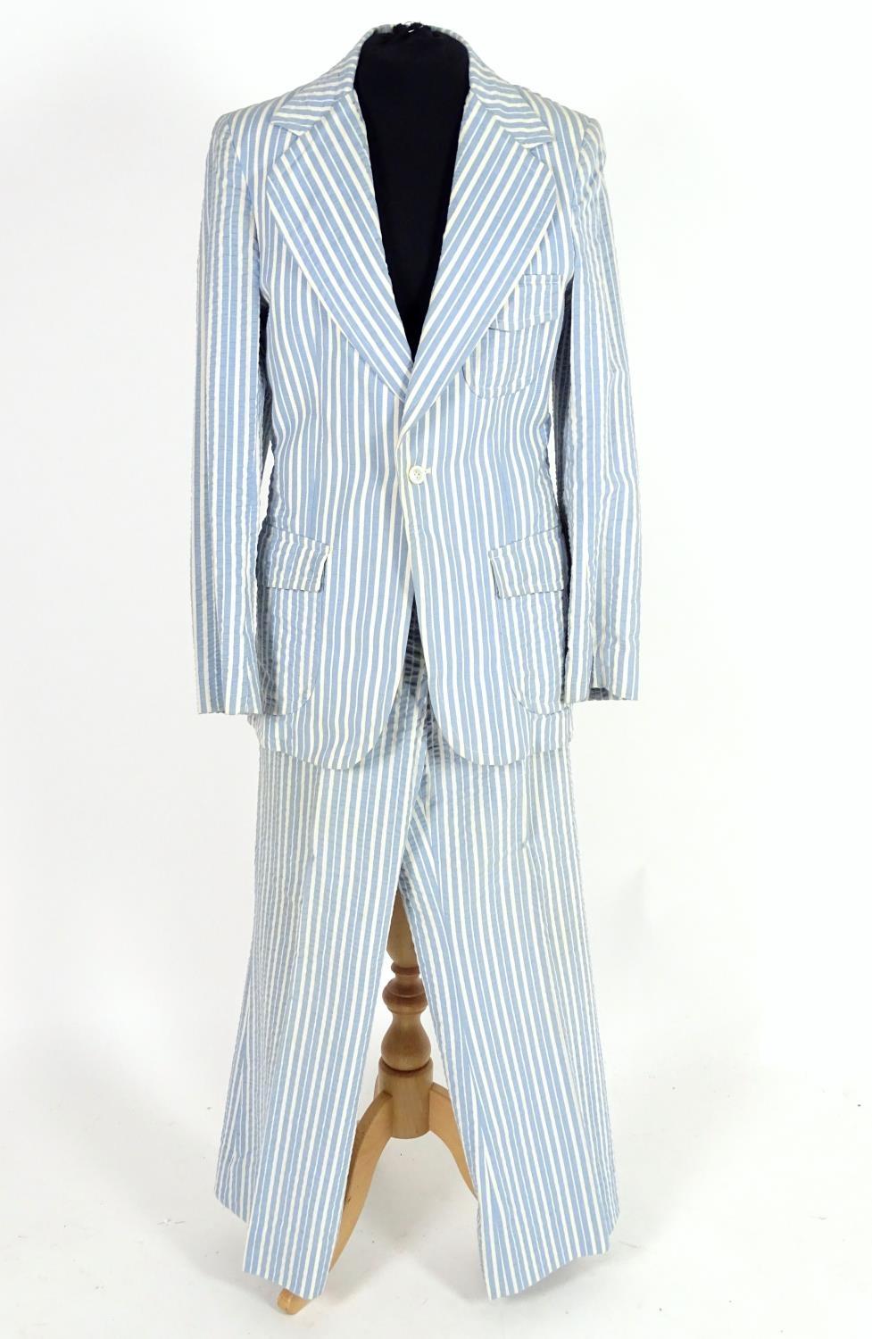 2 vintage stripy suits by Austins, a light brown and cream striped jacket and trousers along with - Image 9 of 10