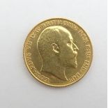 A 22ct gold 1906 Edward VII half sovereign coin, approximately 4g Please Note - we do not make