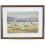 A. H. M., XIX, Watercolour, A topographical landscape depicting an encampment for a military