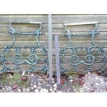 A mid 19thC Coalbrookdale style cast iron bench frame, decorated with serpent and grapes (see design