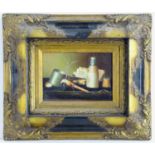 Ellis ?, XX-XXI, Continental School, A still life study of a pipe, vesta, matches, beer bottle,