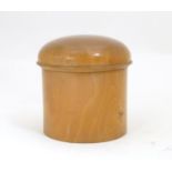 A 19thC treen turned boxwood cylindrical pot with a domed lid. Approx. 3 1/4" high Please Note -