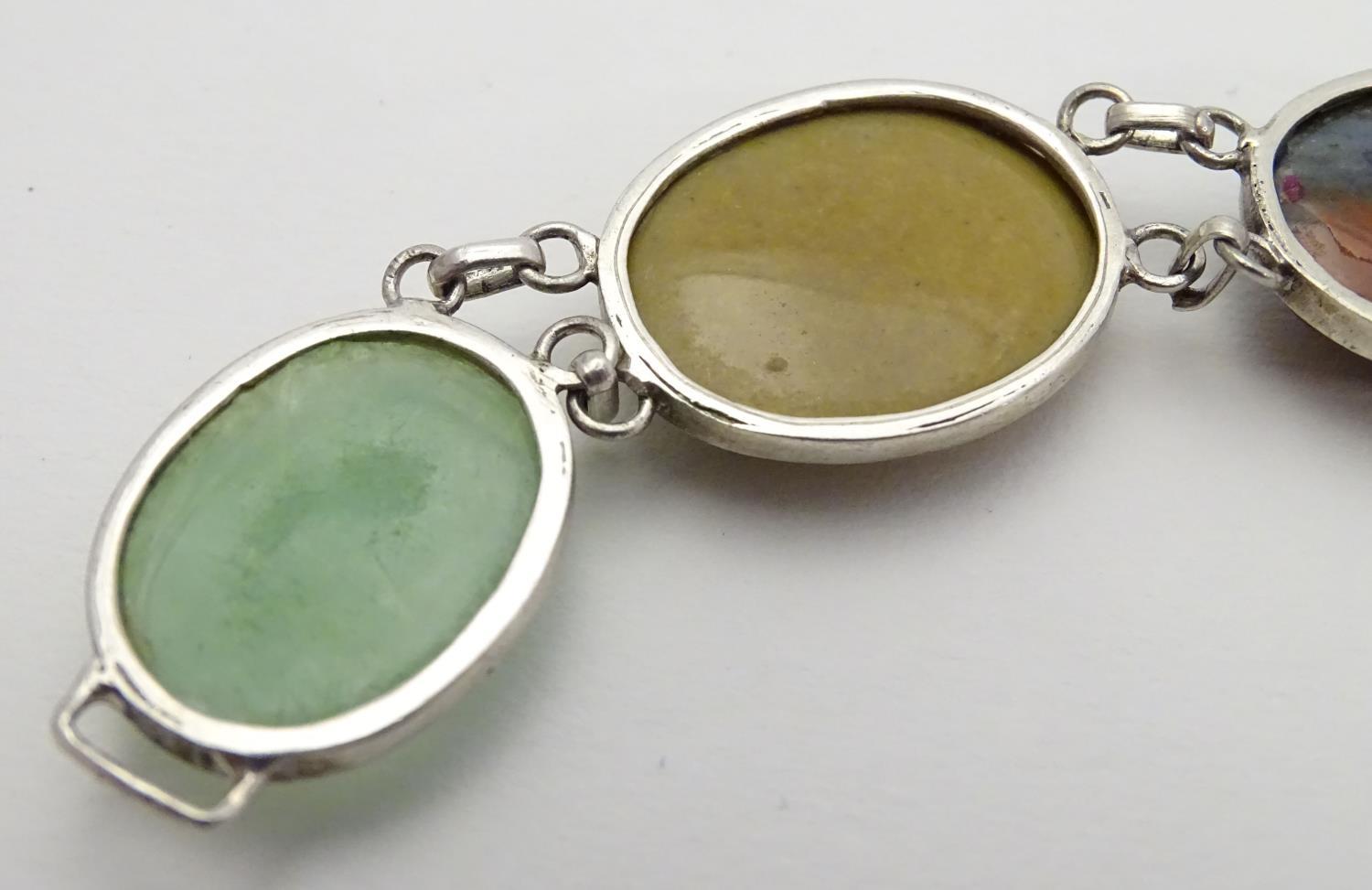 Two silver pendants and chains each set with agate cabochons, one moss agate. Each pendant approx 2" - Image 11 of 11