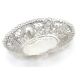 A Continental 925 silver dish with pierced and repoussee floral decoration. Approx. 7? long Please