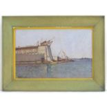 P. A. Wilkins, XIX, Oil on canvas, Dockyard, An industrial dock scene. Signed lower left. Approx.