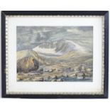 XIX, Norwegian School, Watercolour, Snoehatten Mountains, Norway, A Norwegian landscape with