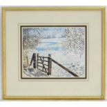 Diana Seymour, XX, Watercolour, A snowy winter landscape scene. Signed lower left. Approx. 10 3/4" x