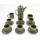 An American coffee set by Chris Gustin comprising coffee pot, sugar bowl, milk jug and six cups